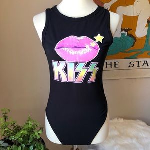 💋 KISS BAND 💋 black bodysuit leotard